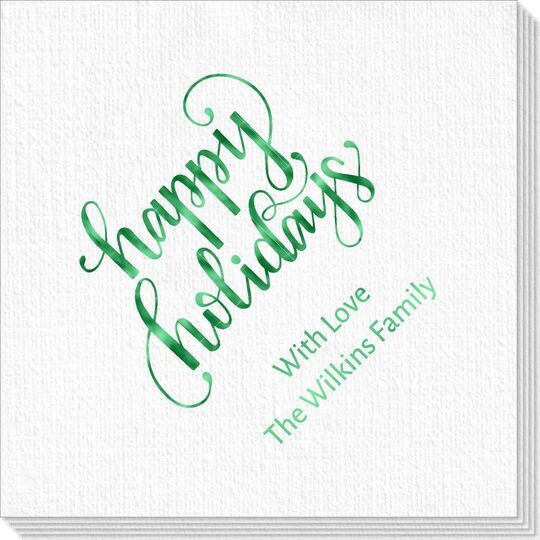 Hand Lettered Happy Holidays Deville Napkins